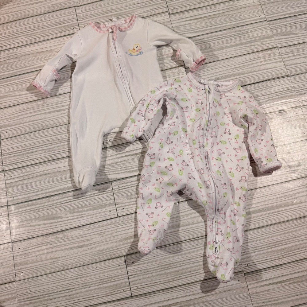 Magnolia Baby Preemie Footed Sleepers Set of 2 Duck Golf Pima Cotton Zip Up